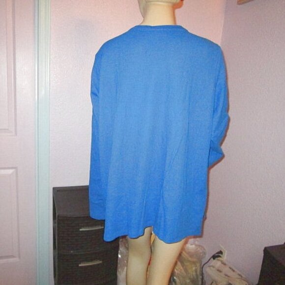 Woman Within Embroidered Waffle Knit Top 22 24 1X Thermal Tunic V-Neck Boho NEW - Picture 5 of 6